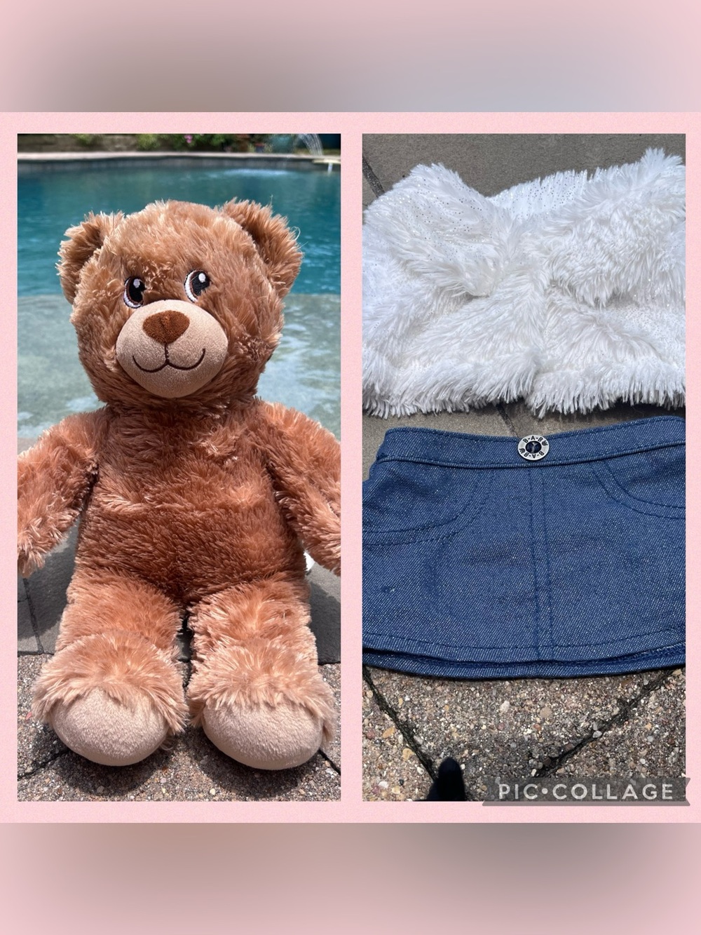 Build-A-Bear Lil Brownie Cub Stuffed Teddy Bear 025239 7/19 & Skirt & Faux Fur